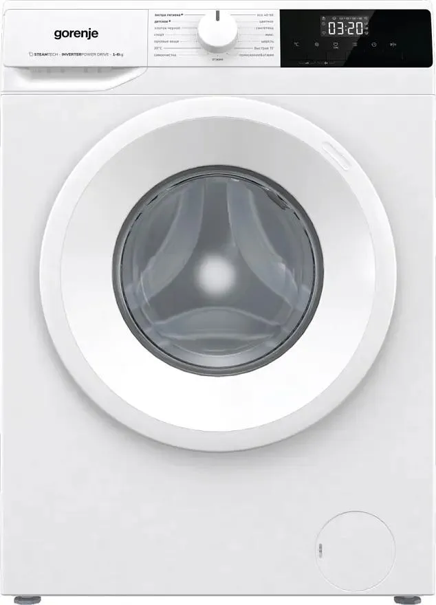 Стиральная машина с резервуаром Gorenje W2NHPI62SCSIRV 6 кг (белая) Inverter, пар, 1200 об/мин