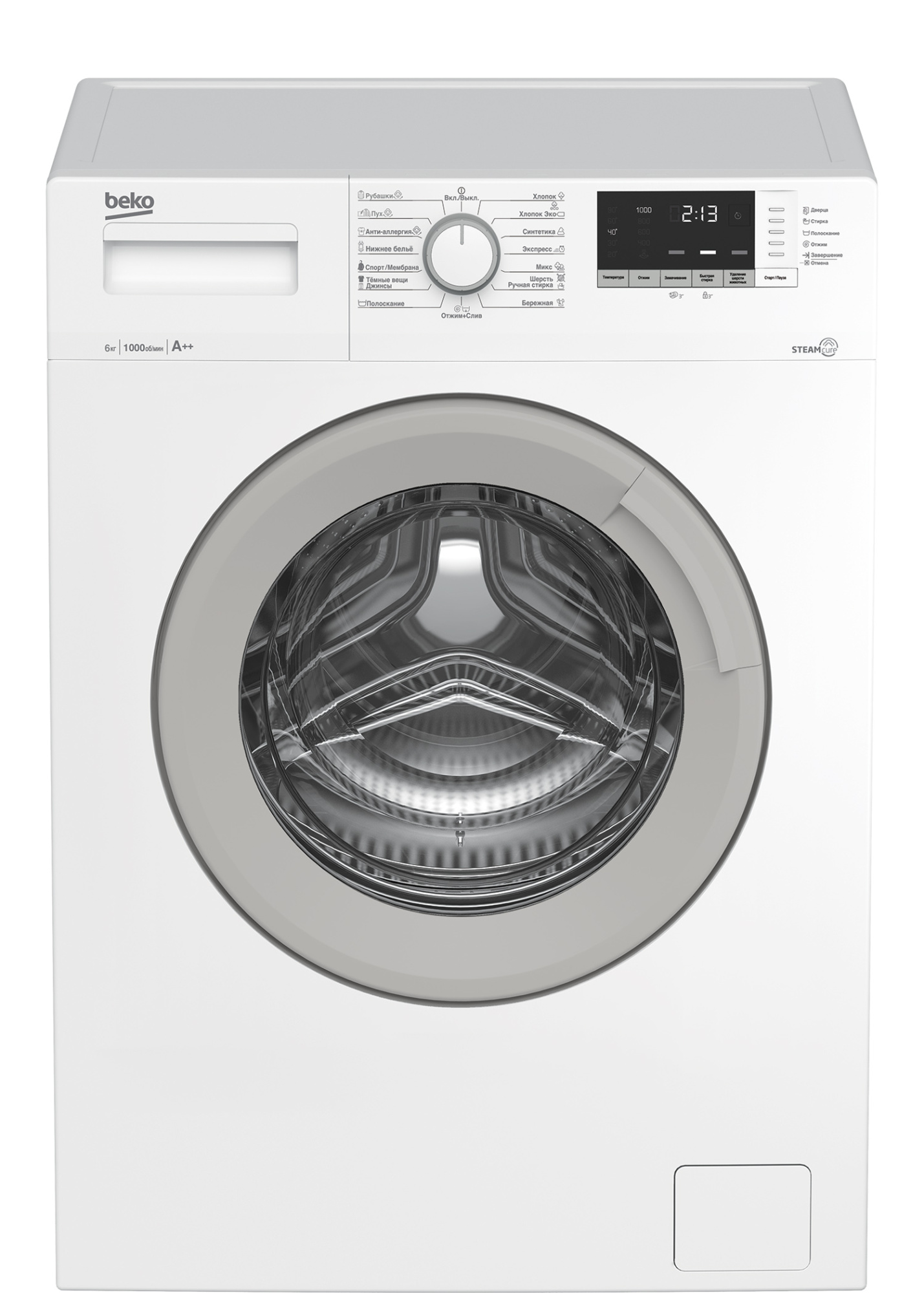 Стиральная машина BEKO WSDN63512ZSW 6 кг (белый/серый) пар, 1000 об/мин